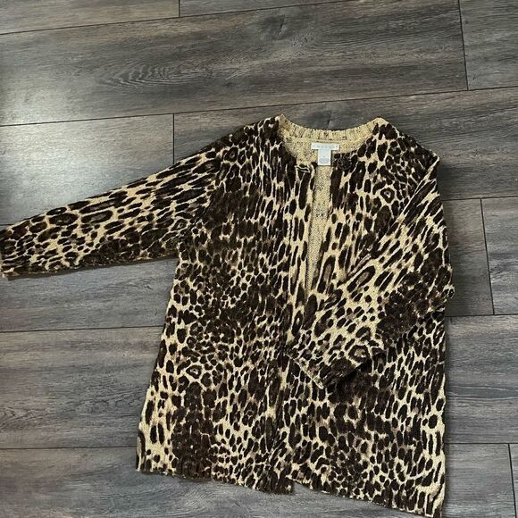 🌟Tweeds sz L cardigan Leopard Print🌟 - Picture 3 of 7